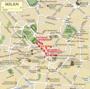 Map with the itinerary of this Milano Tour 